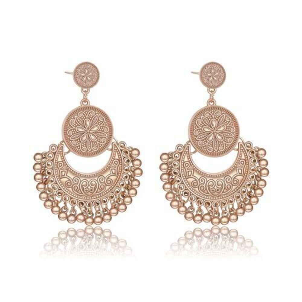 2547 Bohemian Ethnic Chandelier Tassel Hoop Earrings, Vintage Retro Style